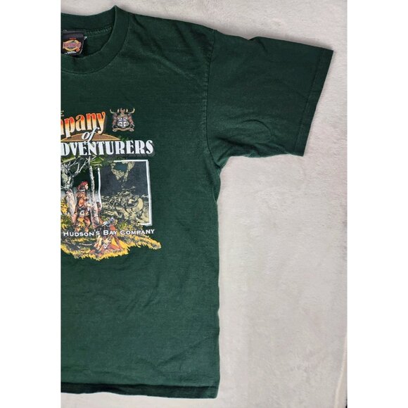 Vintage Hudson's Bay Company Northbound T-Shirt Size L Green Crew Neck HBC - Picture 2 of 12
